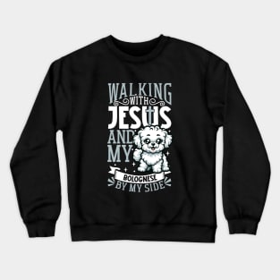 Jesus and dog - Bolognese dog Crewneck Sweatshirt